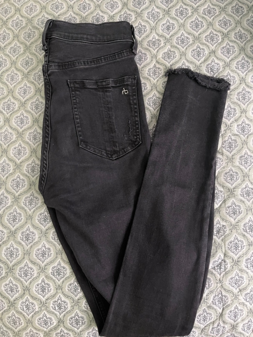 rag & bone Black Skinny Jeans with Frayed Hem